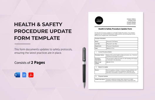 Health & Safety Procedure Update Form Template