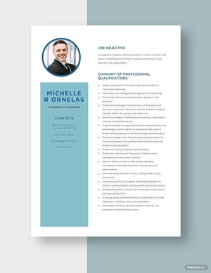Emergency Planner Resume