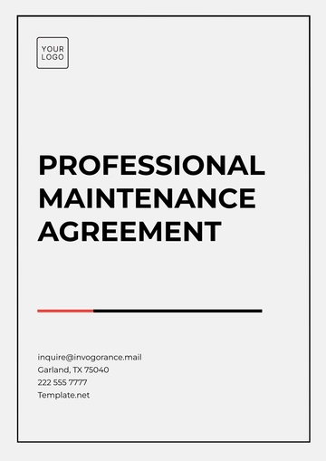 Free Professional Maintenance Agreement Template to Edit Online