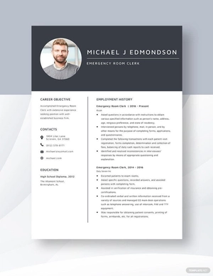 Emergency Room Clerk Resume