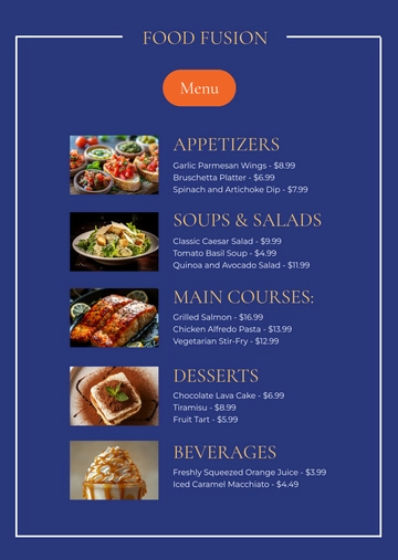 Free Menu Card Template to Edit Online