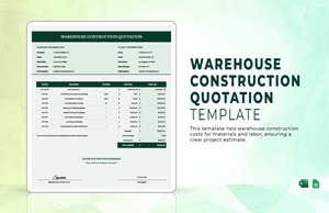 Warehouse Construction Quotation Template