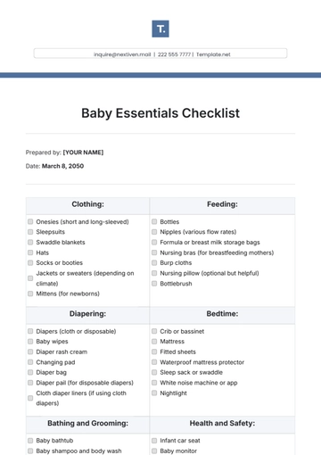 Free Baby Essentials Checklist Template to Edit Online