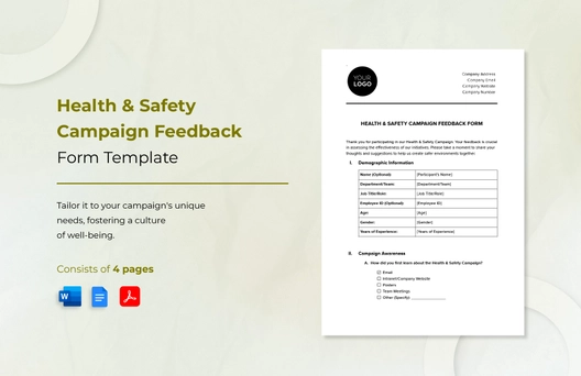 Health & Safety Campaign Feedback Form Template