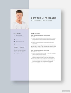 Food Distribution Supervisor Resume