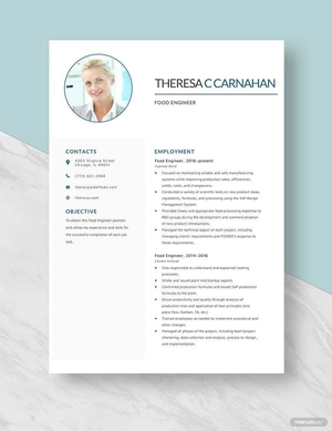 Food Engineer Resume