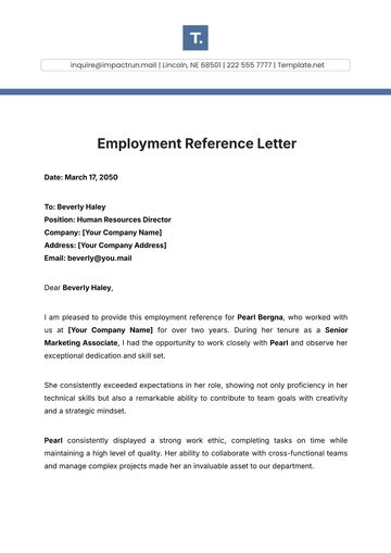 Free Employment Reference Letter Template to Edit Online