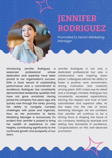 Free Professional Bio for Promotion Announcement Template to Edit Online