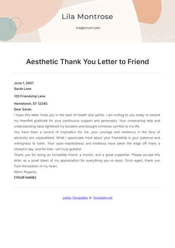 Free Aesthetic Thank You Letter to Friend Template to Edit Online