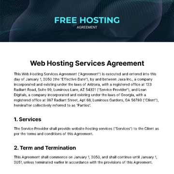 Free Hosting Agreement Template to Edit Online