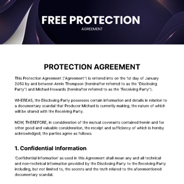Free Protection Agreement Template to Edit Online