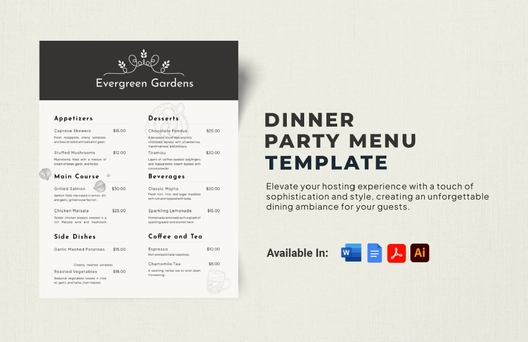 Dinner Party Menu Template