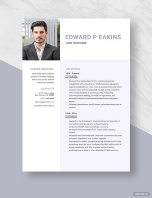 Food Inspector Resume