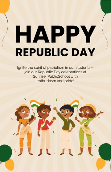 Free Happy Republic Day Poster for School Template to Edit Online