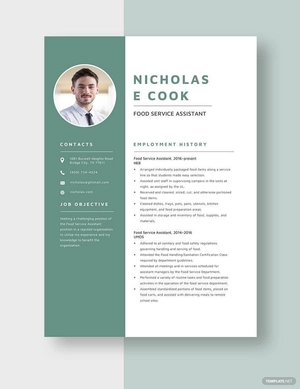 Food Service Assistant Resume
