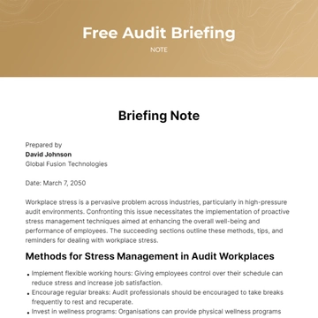 Free Audit Briefing Note Template to Edit Online