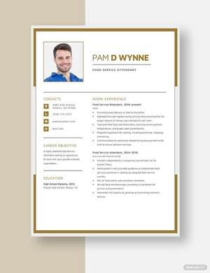 Food Service Attendant Resume