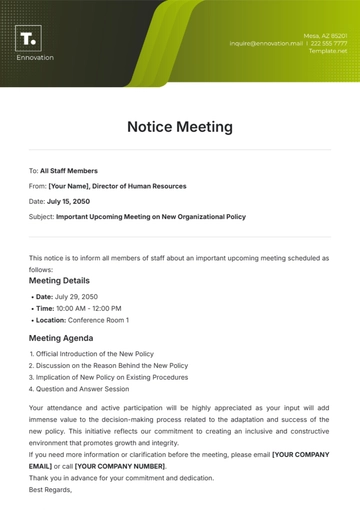 Free Notice Meeting Template to Edit Online