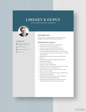 Food Service Retail Manager Resume