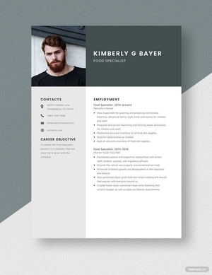 Food Specialist Resume