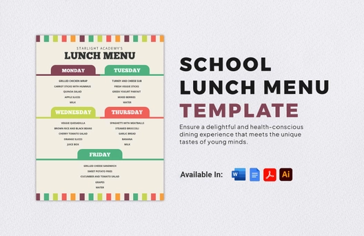 School Lunch Menu Template