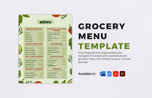 Grocery Menu Template