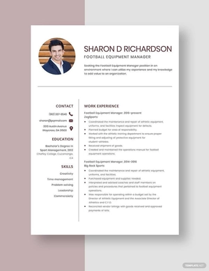 Football Equipment Manager Resume