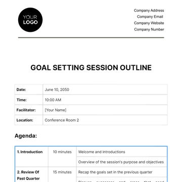 Free Goal Setting Session Outline HR Template to Edit Online