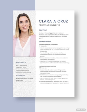 Footwear Developer Resume