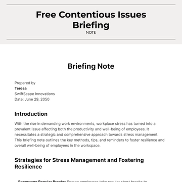 Free Contentious Issues Briefing Note Template to Edit Online