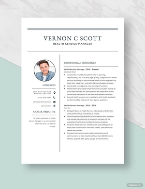 Health Service Manager Resume