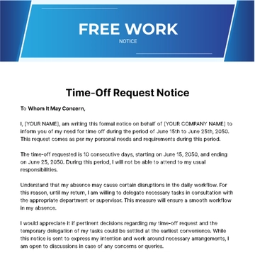 Free Work Notice Template to Edit Online