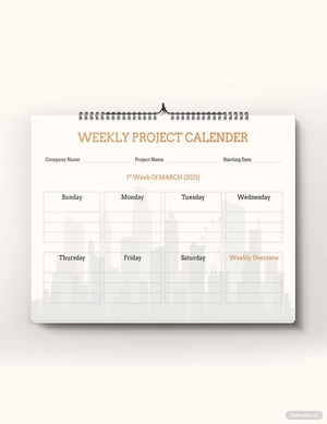 Weekly Project Desk Calendar Template
