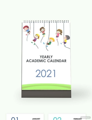 Yearly Academic Desk Calendar Template