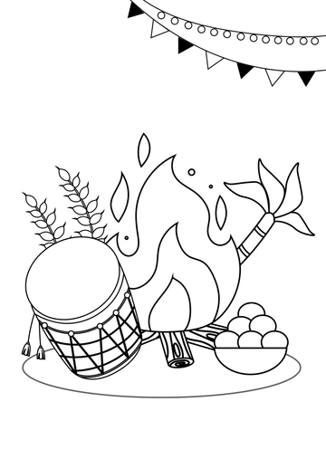 Free Lohri Drawing Pencil Template to Edit Online