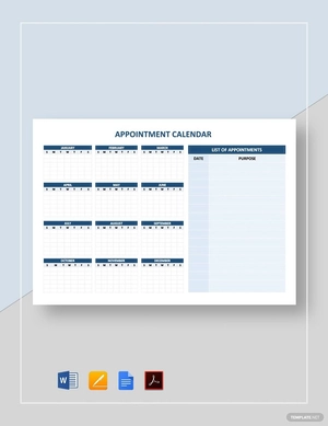Blank Appointment Calendar Template