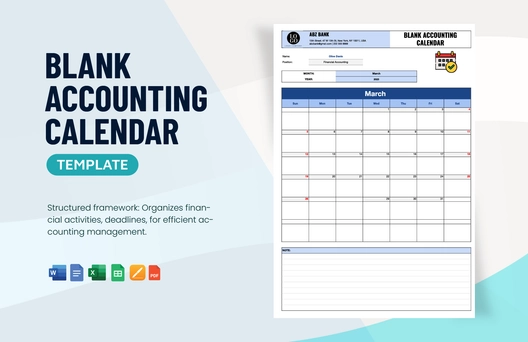 Blank Accounting Calendar Template