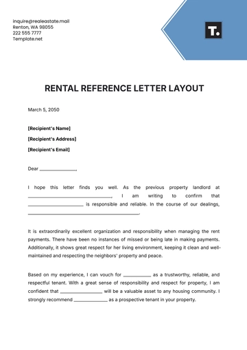 Free Rental Reference Letter Layout Template to Edit Online