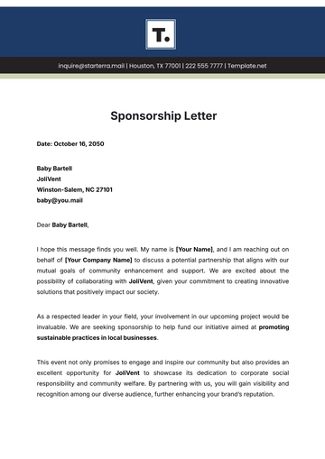 Free Sponsorship Letter Template to Edit Online