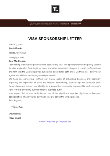 Free Visa Sponsorship Letter Template to Edit Online
