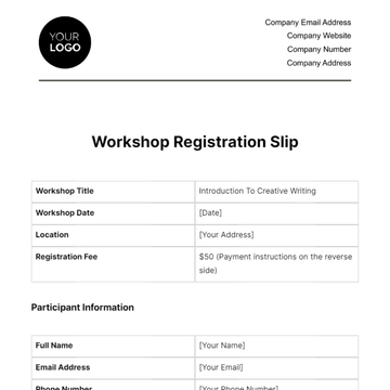 Free Workshop Registration Slip HR Template to Edit Online