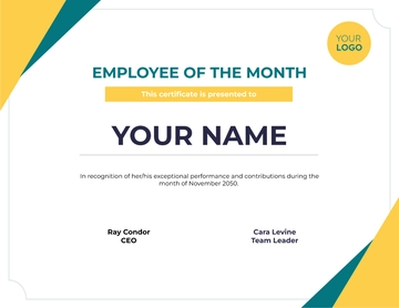 Free Employee Of The Month Certificate HR Template to Edit Online