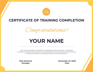 Free Training Completion Certificate HR Template to Edit Online