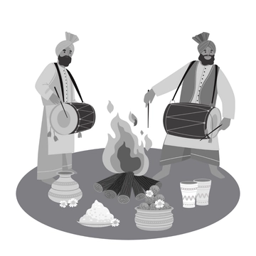 Free Lohri Clipart Black and White Template to Edit Online
