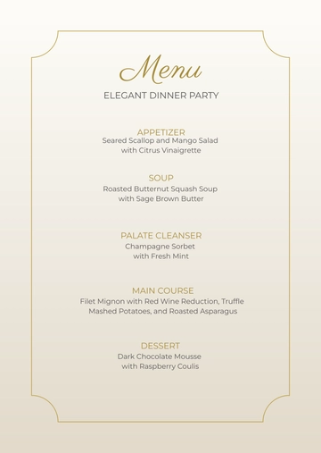 Free Party Menu Template to Edit Online