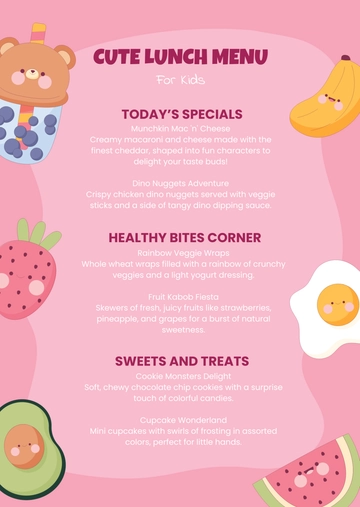 Free Cute Lunch Menu Template to Edit Online