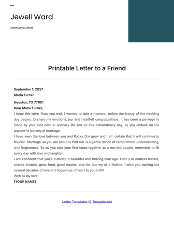 Free Printable Letter to a Friend Template to Edit Online