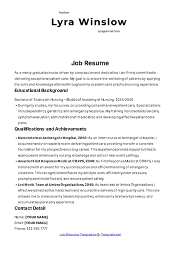 Free Job Resume Template to Edit Online