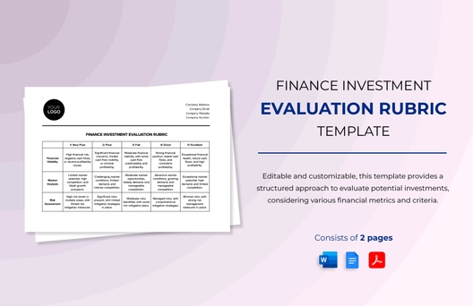 Finance Investment Evaluation Rubric Template