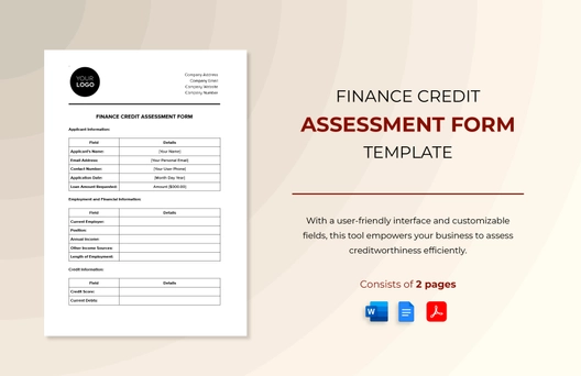 Finance Credit Assessment Form Template